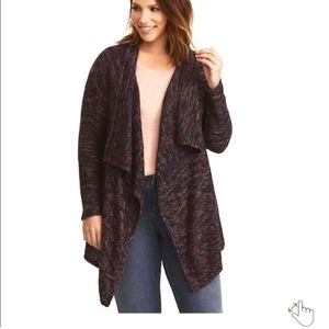 Torrid Open Front Waterfall Drape Cardigan Sweater Blue Purple Marled size 1X